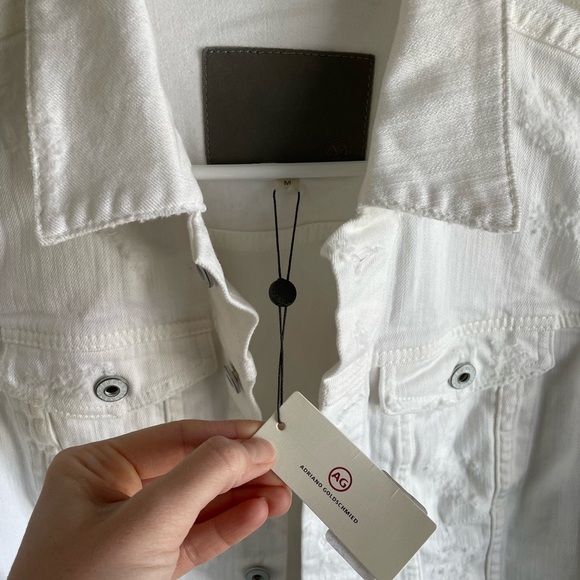 AG Adriano Goldschmied Robyn Jacket - Distressed White Denim - Size Medium - NWT - Picture 5 of 16